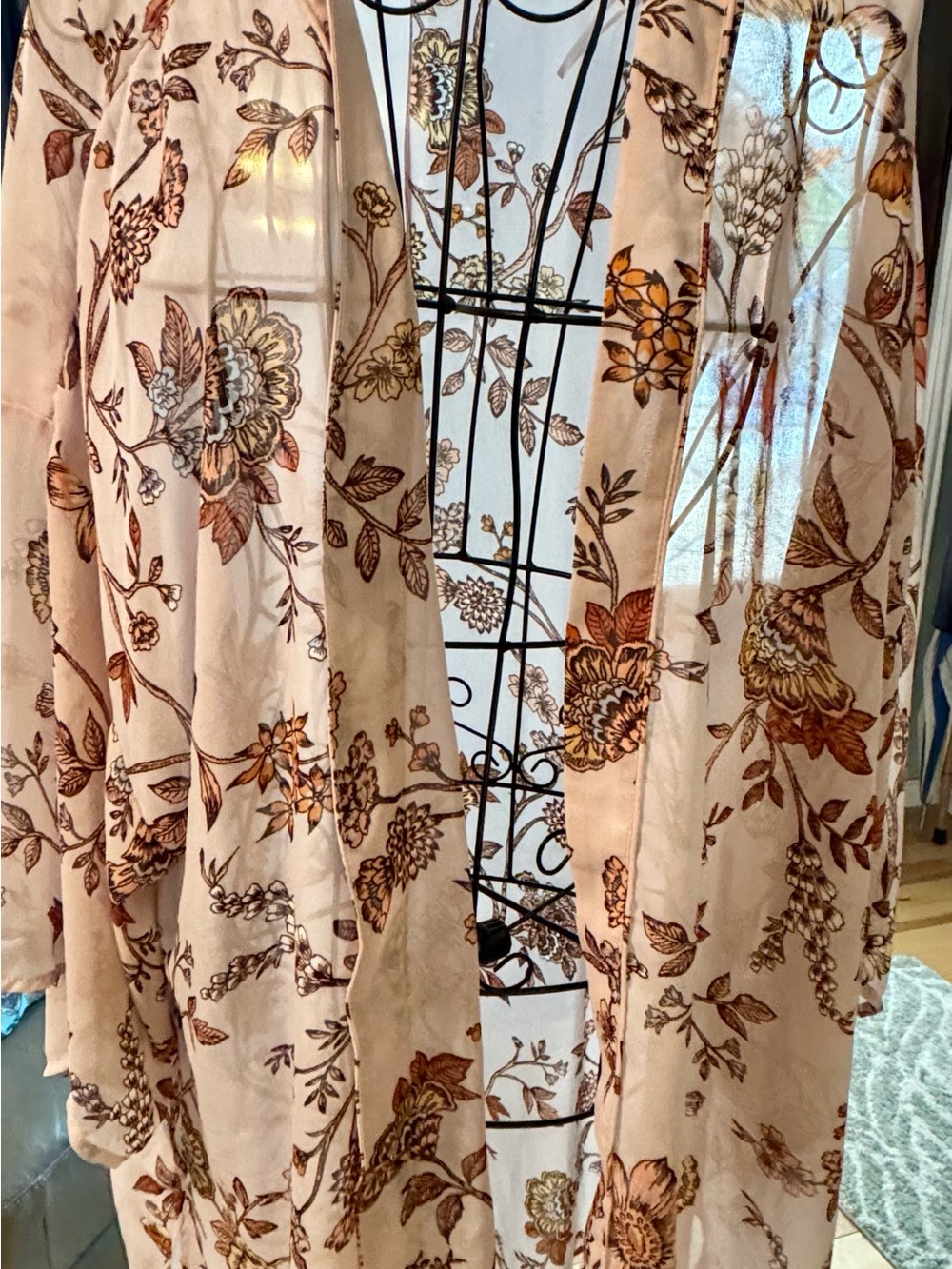 Maurices Sheer Floral Scarf Wrap in Blush and Brown Tones